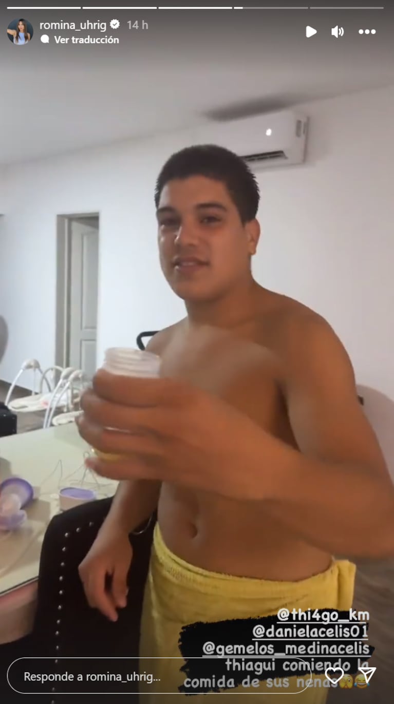 Thiago Medina probó la leche materna de Daniela Celis: el video del desopilante momento