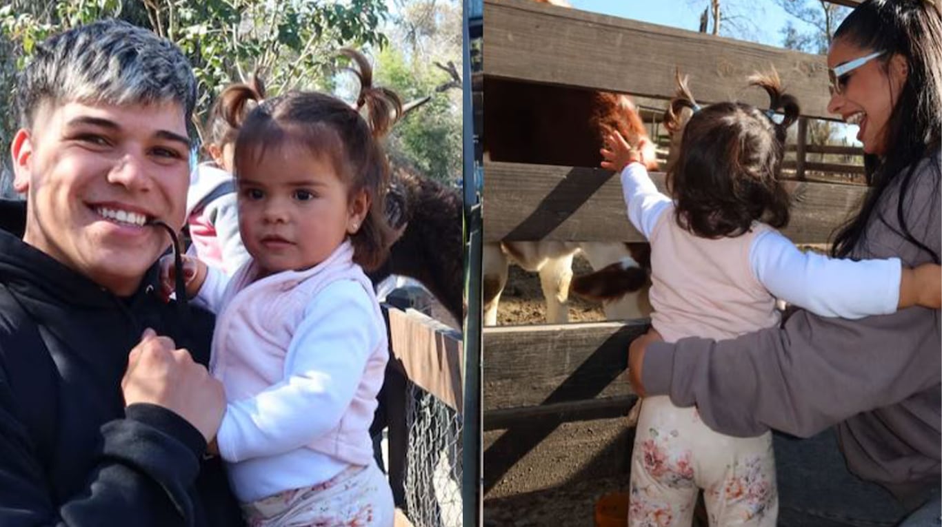Thiago Medina y Daniela Celis con sus gemelas.