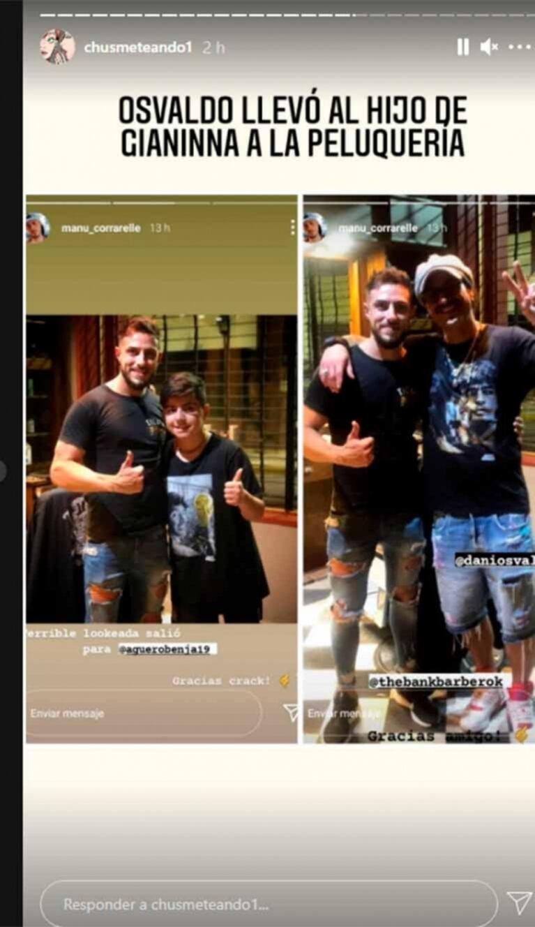 Tierno gesto de Daniel Osvaldo con Benjamín Agüero, el hijo de Gianinna Maradona: lo llevó a la peluquería
