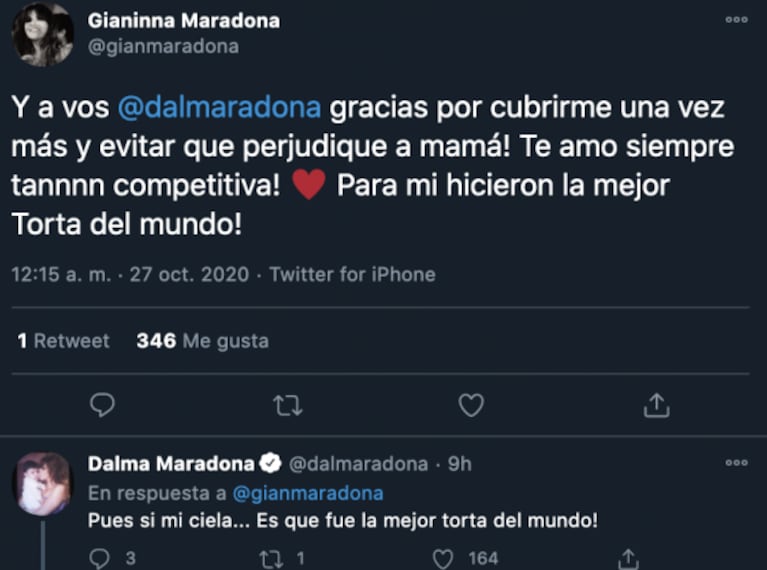 Tierno mensaje de Gianinna Maradona al ver a Dalma ayudando a su mamá en Masterchef: "La mejor torta del mundo"