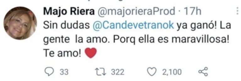 Tierno mensaje de la mamá de Lali Espósito a Cande Vetrano tras su eliminación de MasterChef Celebrity: "Ella ya ganó"