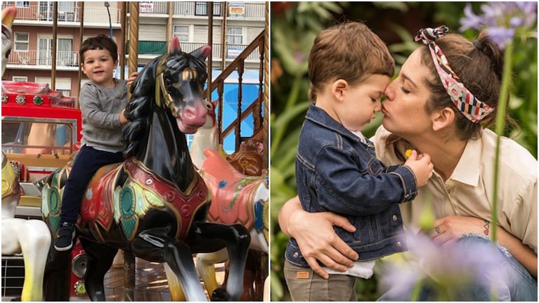 Tierno posteo de Juana Repetto con Toribio, su hijo, en la calesita: No puedo pedir más