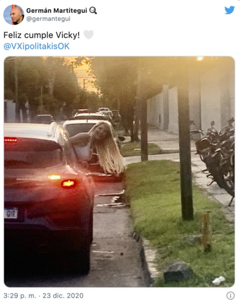 Tierno saludo de Germán Martitegui a Vicky Xipolitakis por su cumpleaños, ¡con corazón incluido!