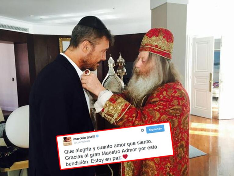 Tinelli recibió la bendición del Maestro Admor. (Foto: @cuervotinelli)