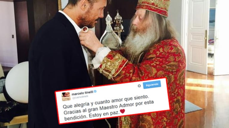 Tinelli recibió la bendición del Maestro Admor. (Foto: @cuervotinelli)