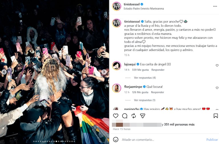 Tini en su show en Salta (Instagram)
