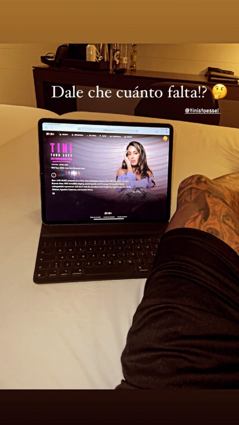 Tini Stoessel dejó desvelado a Rodrigo De Paul con su nuevo show: "¡Dale che!, ¿cuánto falta?"
