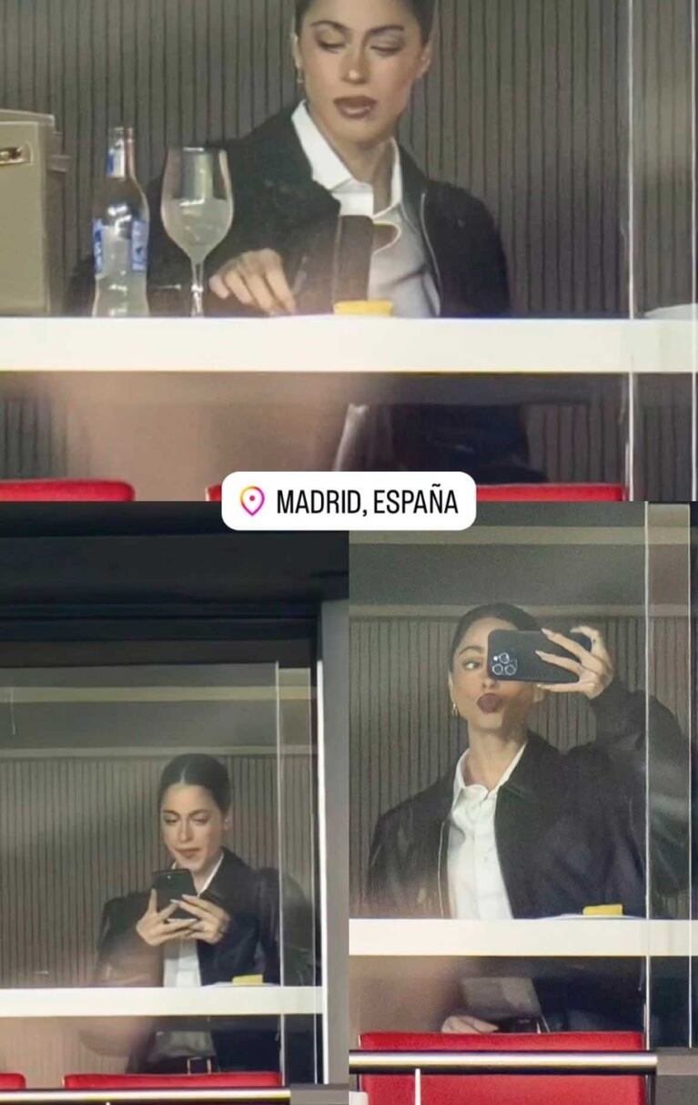 Tini Stoessel en el estadio del Atlético de Madrid alentando a De Paul (Foto: Twitter /X @tininews)