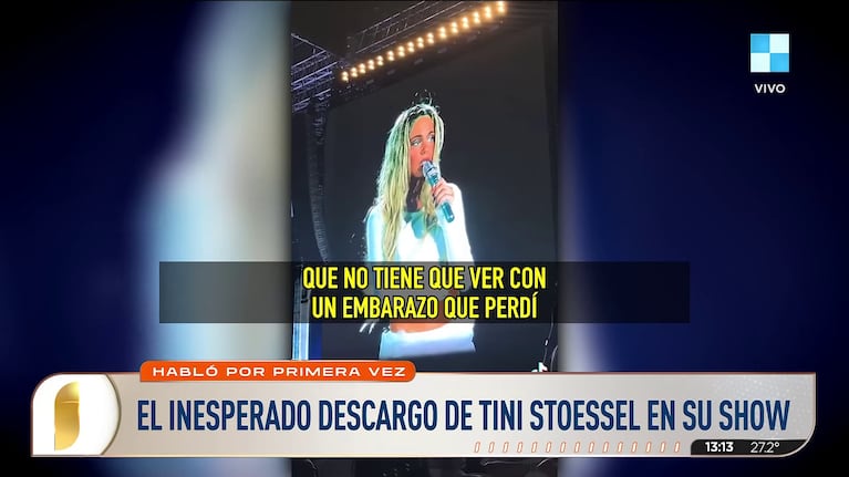 Tini Stoessel habló en su show en Tucumán de la pérdida de un embarazo con Rodrigo de Paul (Foto: captura de América).