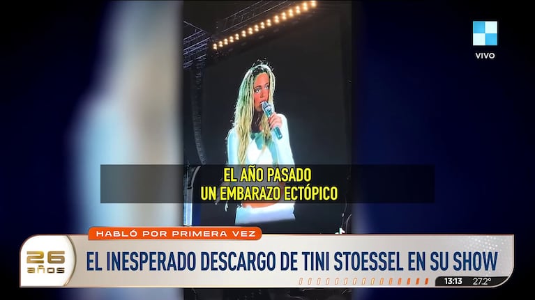 Tini Stoessel habló en su show en Tucumán de la pérdida de un embarazo con Rodrigo de Paul (Foto: captura de América).
