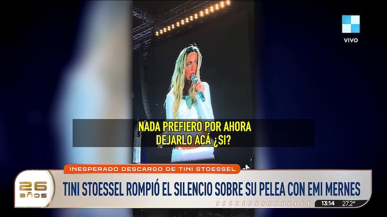 Tini Stoessel habló en su show en Tucumán del conflicto con Emilia Mernes (Foto: captura de América).