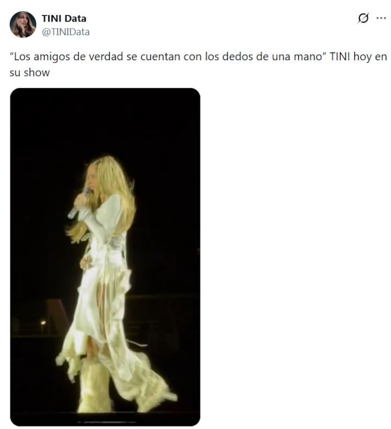 Tini Stoessel lanzó una fuerte frase en su último show tras el escándalo con Emilia Mernes (Foto: captura de X/@tinidata).