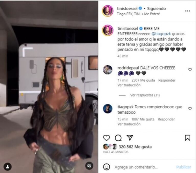 Tini Stoessel mostró a Rodrigo de Paul en el backstage de su nuevo videoclip