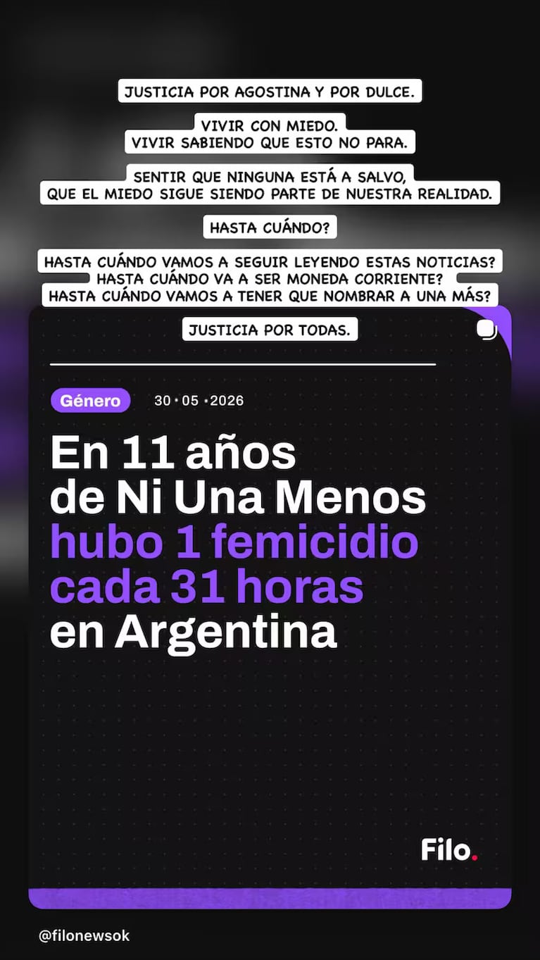 Tini Stoessel pidió justicia y cuestionó la persistencia de los femicidios en la Argentina.