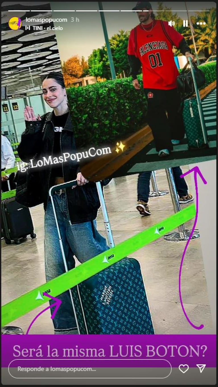 Tini Stoessel y Rodrigo de Paul viajaron a Madrid (Foto: Instagram @lomaspopucom)