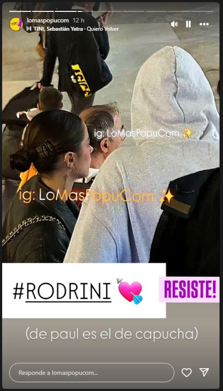 Tini Stoessel y Rodrigo de Paul viajaron a Madrid (Foto: Instagram @lomaspopucom)
