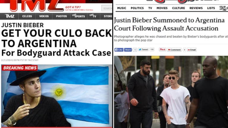 TMZ.com y Rolling Stone sobre la demanda a Justin Bieber. (Foto: Web)