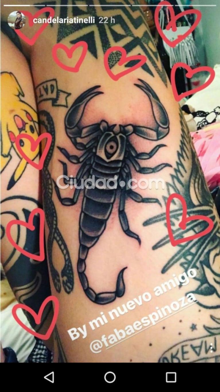 Todavía tiene lugar: descubrí el nuevo tattoo de Candelaria Tinelli, dónde se lo hizo ¡y el picante cruce con un seguidor!