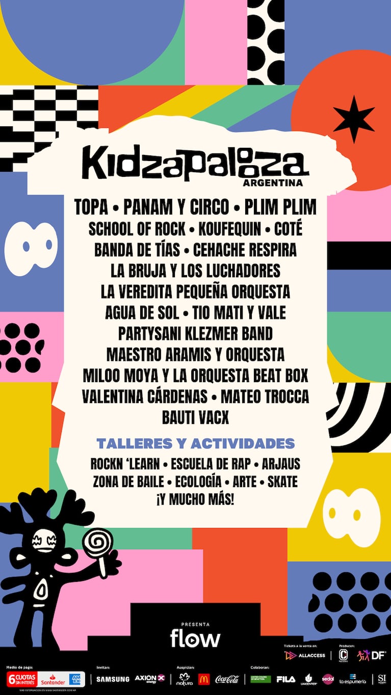 Topa, Panam y Plim Plim en la grilla del Kidzapalooza 