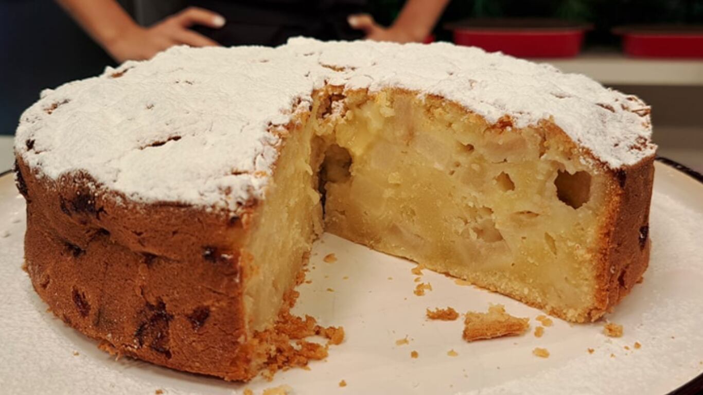 torta, manzanas, húmeda