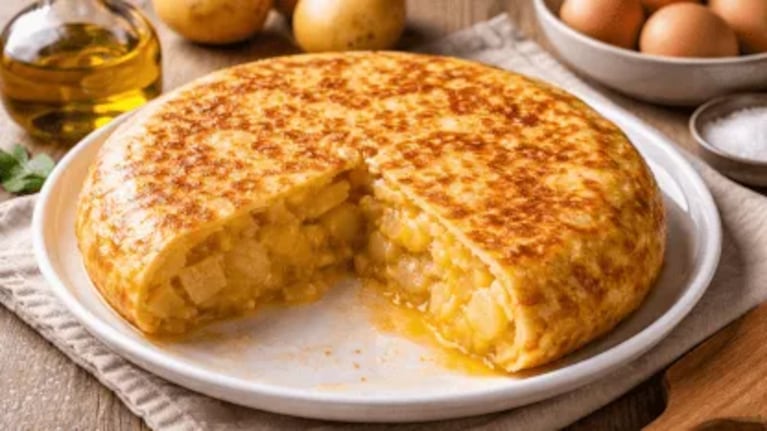 Tortilla de papas cremosa con interior jugoso. Crédito Web
