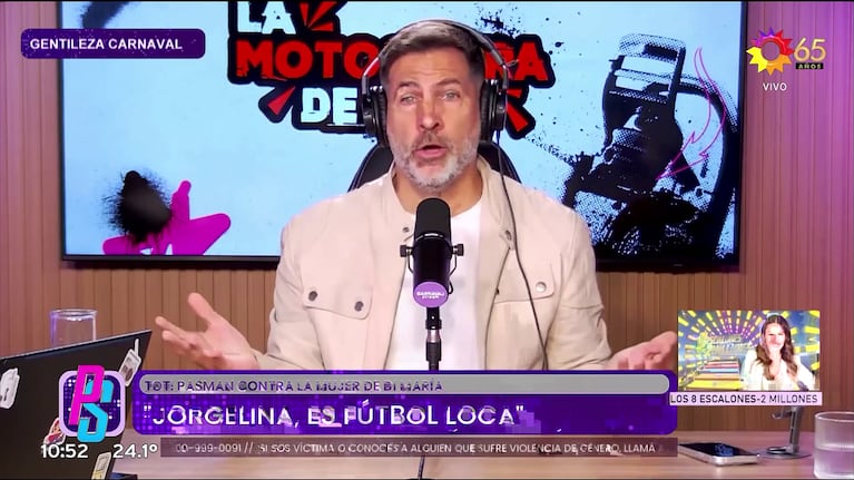 Toti Pasman contra Jorgelina Cardoso (Foto: captura de eltrece por Carnaval Stream).