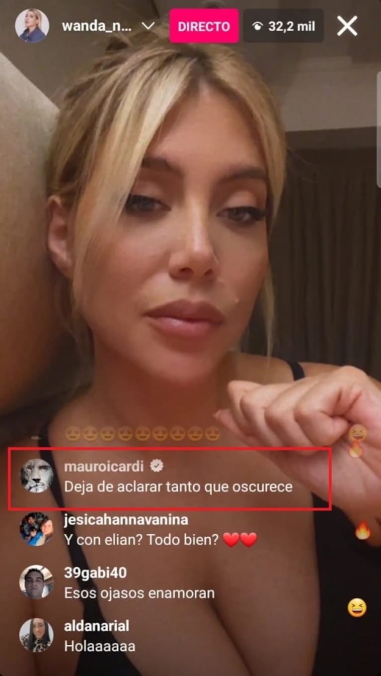 Tremenda reacción de Mauro Icardi en medio de un vivo de Wanda Nara tras asegurar que sigue separada: "Dejá de aclarar tanto que oscurece"