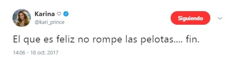 Tremenda respuesta de La Princesita Karina tras el picante tweet de Dalma Maradona sobre su separación del Kun: "Insoportables, infumables... El que es feliz, no rompe las pelotas"