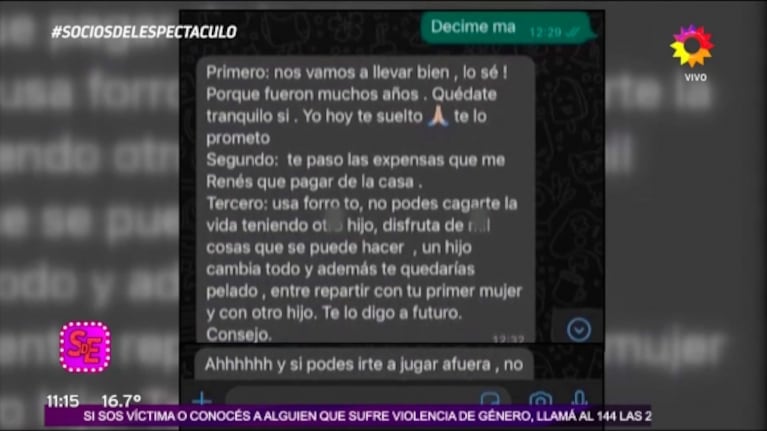 Tremendo chat entre Toto Salvio y su exesposa antes del escándalo: "Usá preservativos"