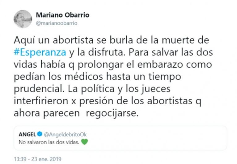Tremendo cruce de Ángel de Brito con Mariano Obarrio tras la muerte de la beba de la niña violada en Jujuy