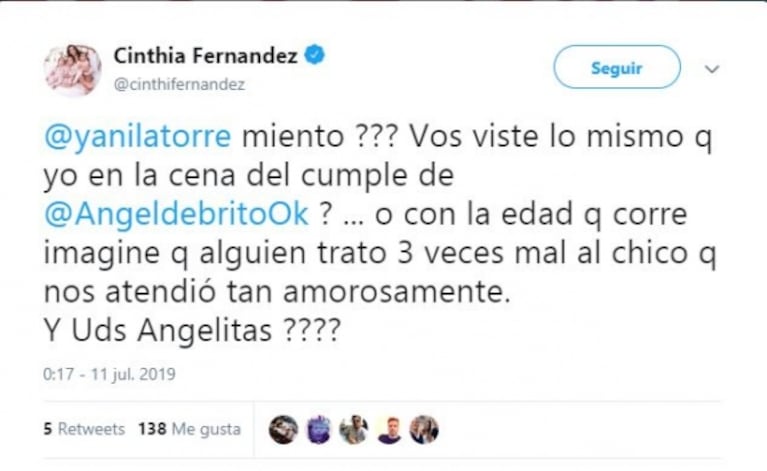 Tremendo cruce en Twitter de Cinthia Fernández y Graciela Alfano: la dura acusación de la bailarina