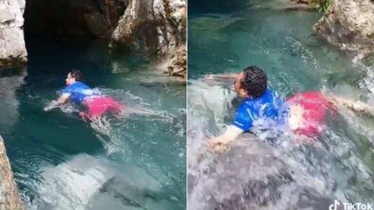 Tremendo: es arrastrado por una cascada mientras lo graban en TikTok