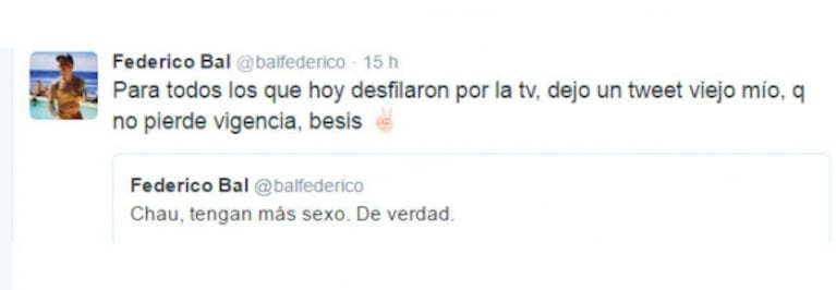 Tremendo tweet de Nazarena Vélez luego del picante "consejo" de Fede Bal en Twitter