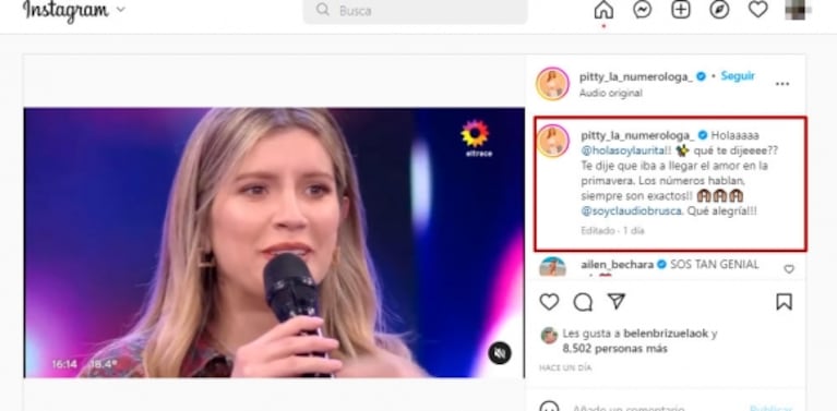 Tremendo vaticinio de Pitty, la numeróloga sobre el futuro amoroso de Laurita Fernández, previo al video a los besos con Peluca Brusca