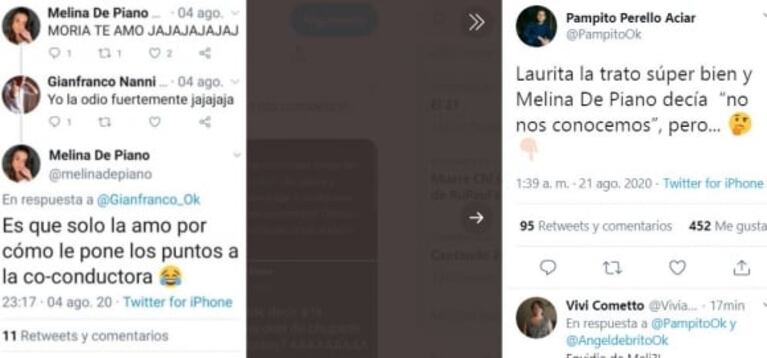 Tremendos tweets de Melina De Piano, la cantante que se 'robó' el protagonismo del Cantando, contra Laurita Fernández: "Que deje de chuparle las medias a todos"