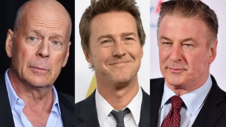 Tres figuras estelares de Hollywood como Bruce Willis, Edward Norton y Alec Baldwin.