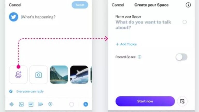 Twitter prueba en iOS el inicio de un evento de voz desde el compositor de tuits