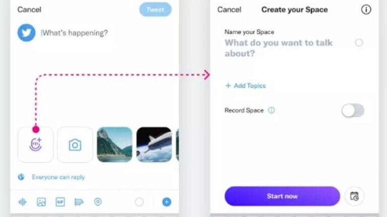 Twitter prueba en iOS el inicio de un evento de voz desde el compositor de tuits