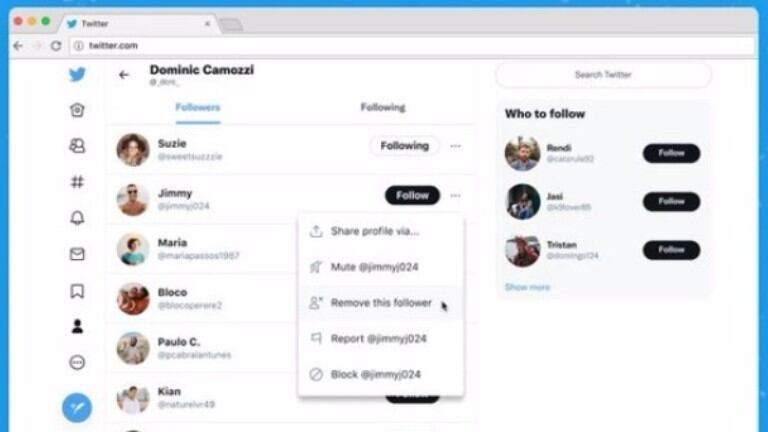 Twitter prueba la opción de eliminar seguidores sin tener que bloquearlos