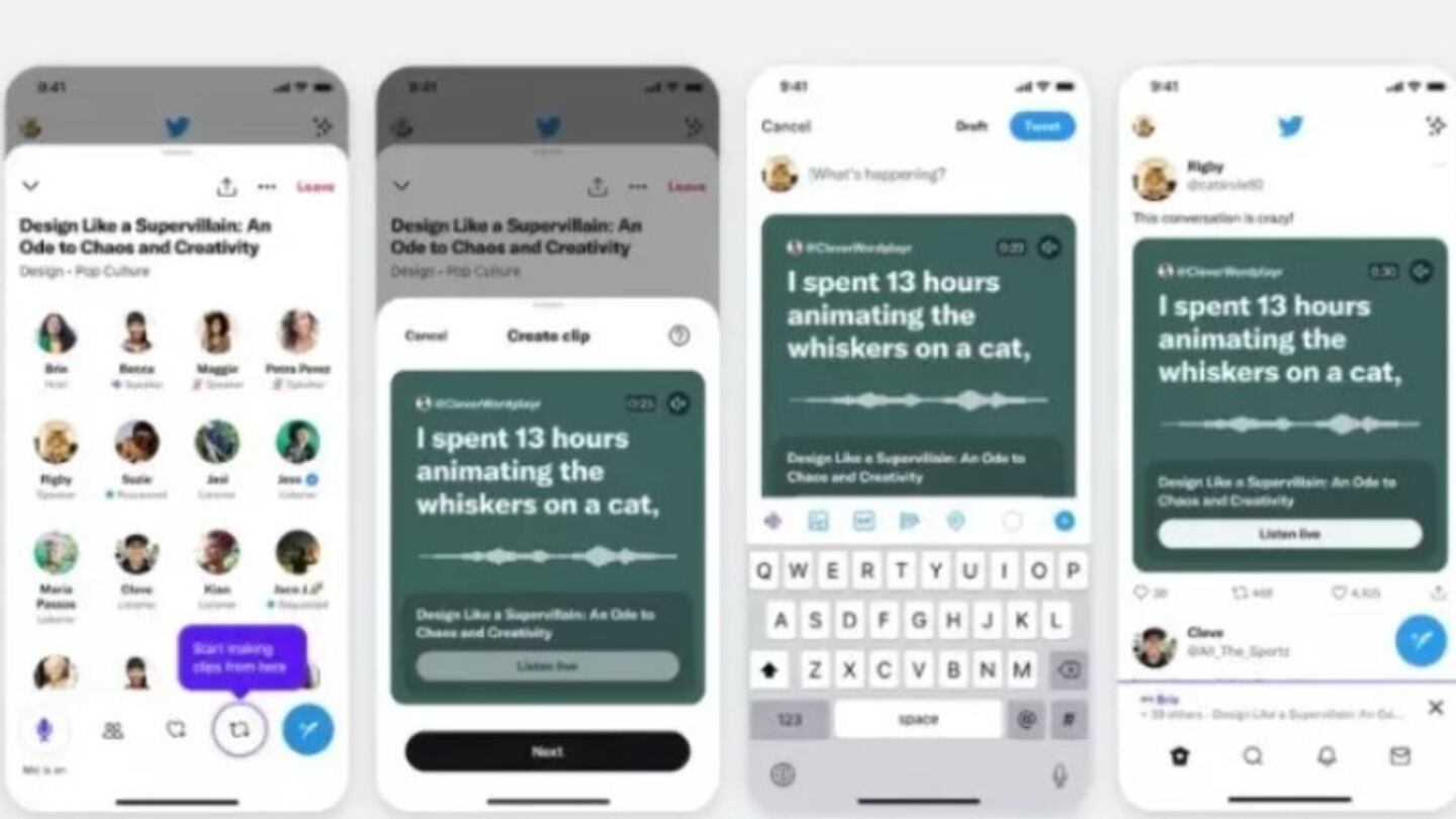 Twitter Spaces permite grabar y compartir clips de audio de 30 segundos