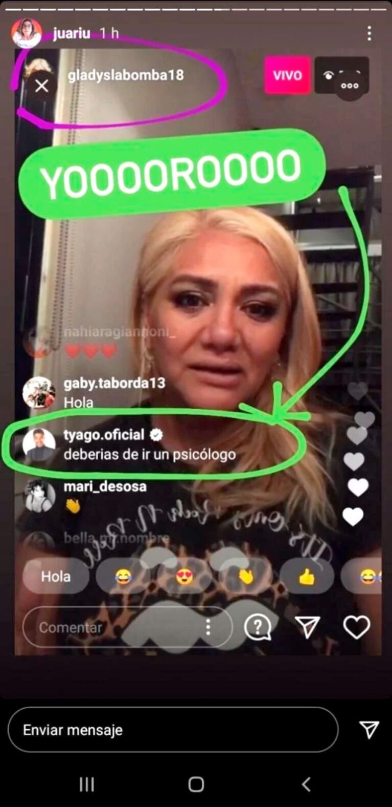 Tyago Griffo irrumpió en un vivo de Gladys la Bomba Tucumana con un filoso consejo: "Deberías ir a un psicólogo"