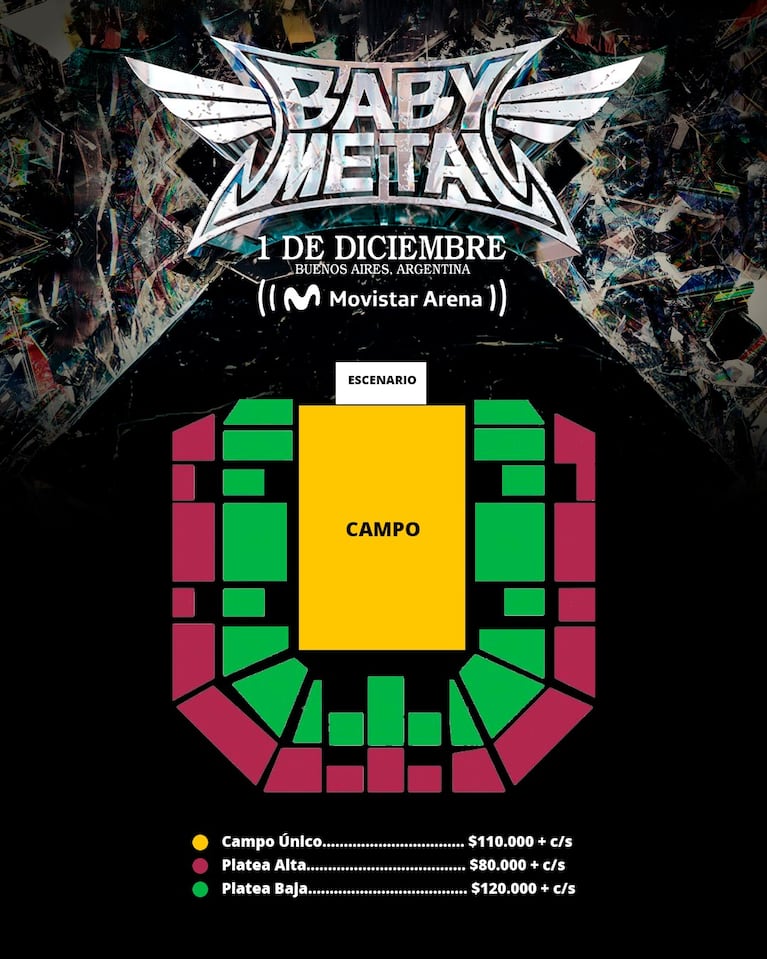 Ubicaciones y precios Babymetal
