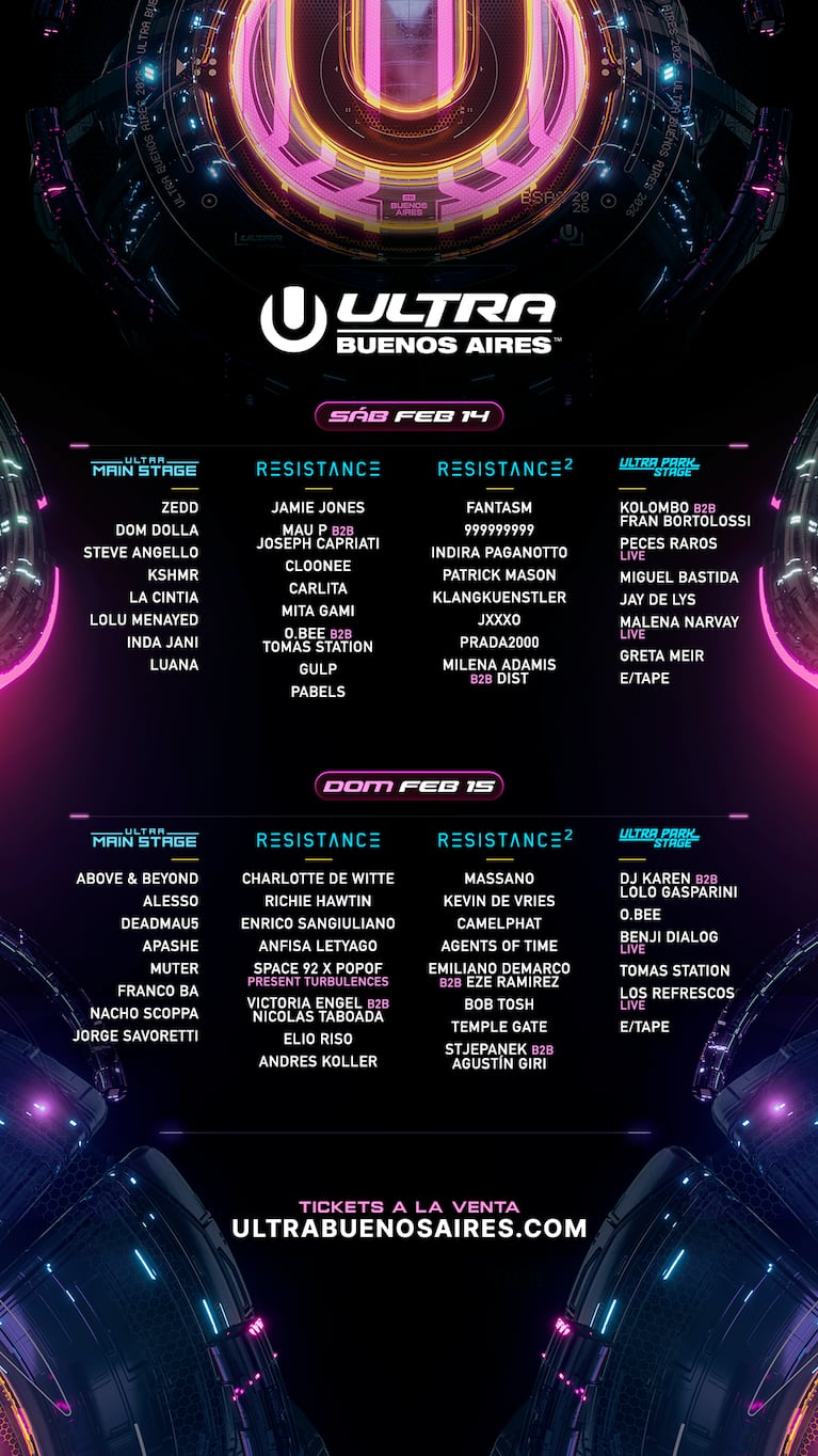 Ultra Buenos Aires 2026 anunció los lineups diarios por escenario