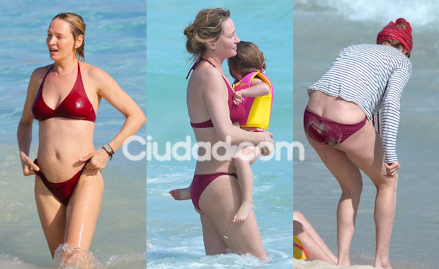 Uma Thurman en las playas de St. Barts junto a sus hijos (Fotos: Grosby Group). 