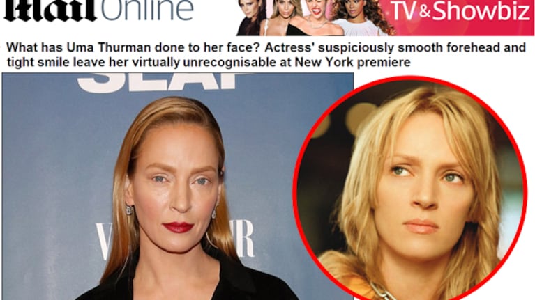 Uma Thurman y su sospechoso "maquillaje". (Foto: Daily Mail)