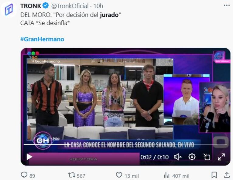 Un error de Santiago del Moro en la eliminación de Gran Hermano generó desconfianza y Catalina reaccionó