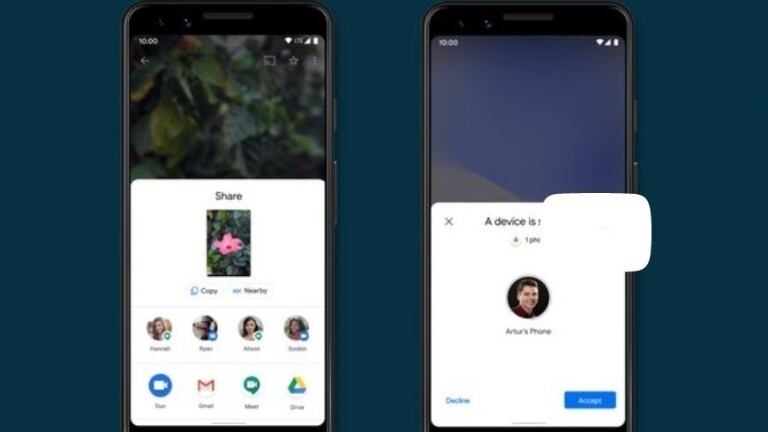 Un nuevo botón en Nearby Share para compartir la contraseña WiFi en Android 12. Foto:DPA.