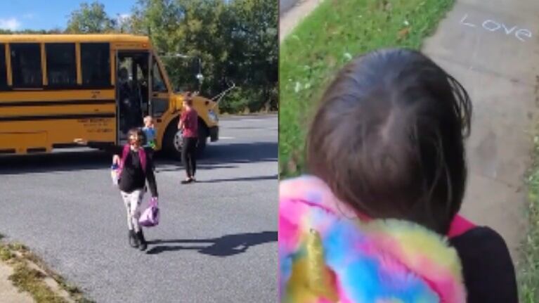 Un padre pone una sonrisa a su hija pequeña con un dulce mensaje cuando regresa del colegio