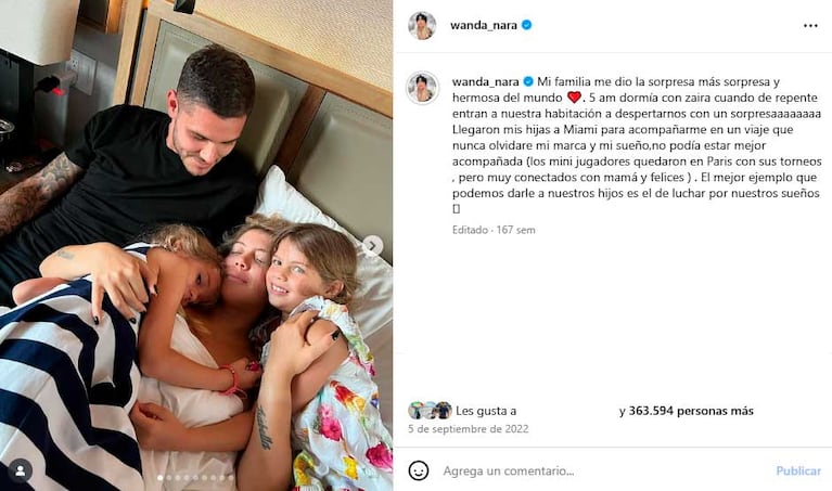 Un posteo que Wanda Nara desarchivó para mostrar que seguían en pareja con Mauro Icardi post "Wandagate" (Foto: Instagram wanda_nara)