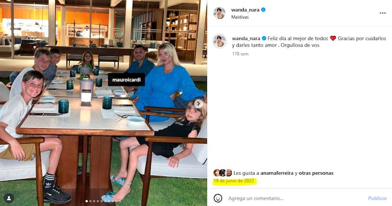 Un posteo que Wanda Nara desarchivó para mostrar que seguían en pareja con Mauro Icardi post "Wandagate" (Foto: Instagram wanda_nara)